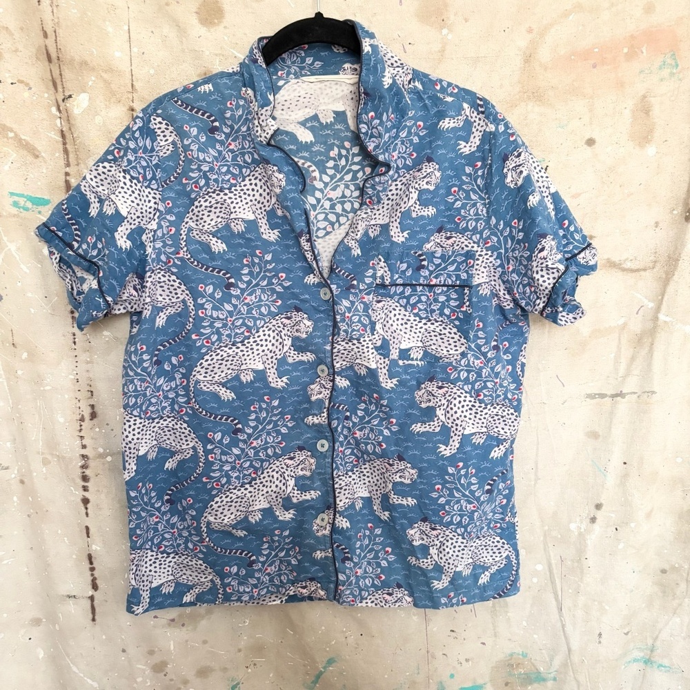 Printfresh Snow Leopard Pajama Short Sleeve Top